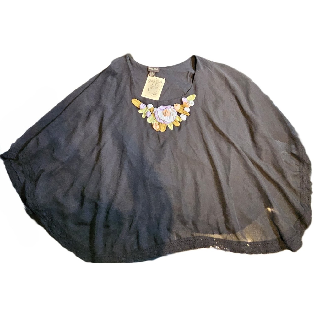 Patty La Belle SZ 2X Sheer Poncho Overlay W/Tank Lining Floral Boho,Flowy - Picture 9 of 16